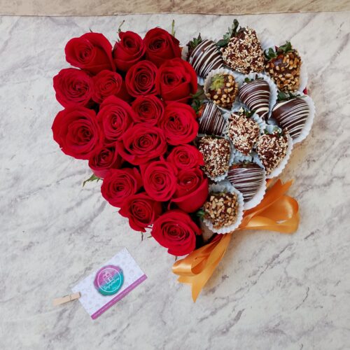 Corazon Rosas y fresas MDF